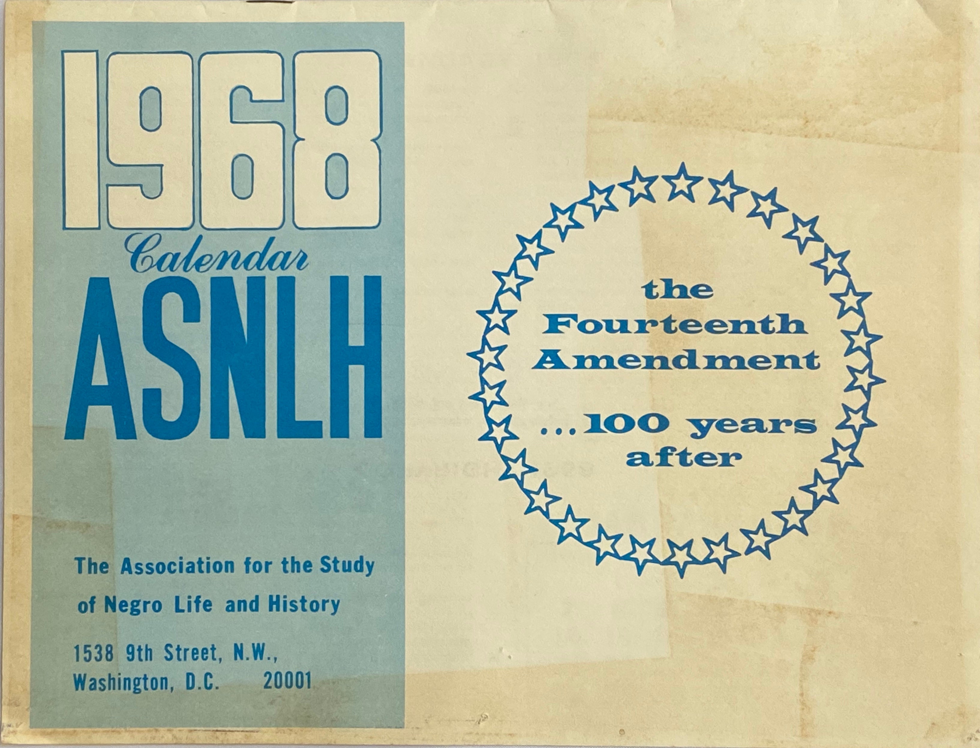 1968 Calendar: The Association for the Study of Negro Life and History