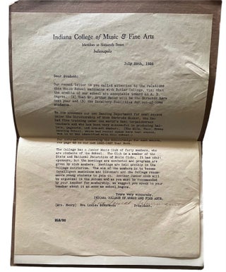 Indiana College of Music and Fine Arts; Indianapolis, 1926-1927