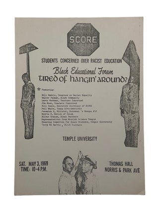 Item #1027 SCORE (Students Concerned Over Racist Education) Broadside; Black Educational Forum....