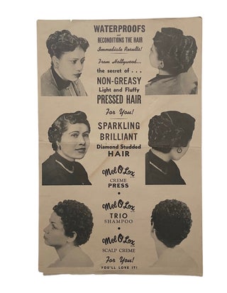 Item #1029 Mel O Lox 1954 Broadside Poster for African American Hair Products
