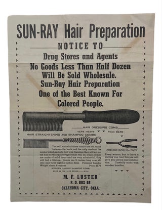 Item #1030 Sun-Ray Hair Preparation Advertising Circular. Oklahoma City, OK. 1943