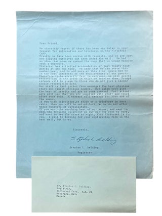 1966 Brochure and Registration Materials for Winterset Farm, a Gay Men’s Summer Camp in Maberley, Ontario, Canada