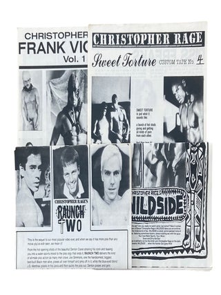Collection of Advertising Flyers, Brochures, and Order Forms for gay pornographic films, magazines, photo sets, and sex products, ranging from 1985-1995