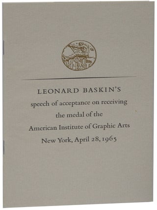Item #114 Leonard Baskin’s Speech of Acceptance on Receiving the Medal of the American...