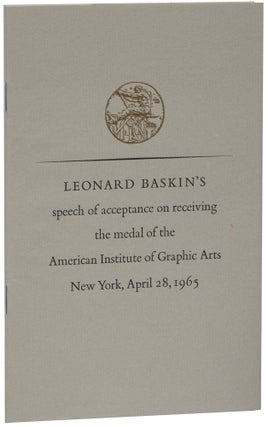 Item #114 Leonard Baskin’s Speech of Acceptance on Receiving the Medal of the American...