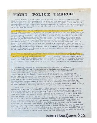 Fight Racist Police Terror! Regional S.D.S. Rally & Demonstration Against the Attacks on the Black Panther Party! December 11, 1969. San Francisco