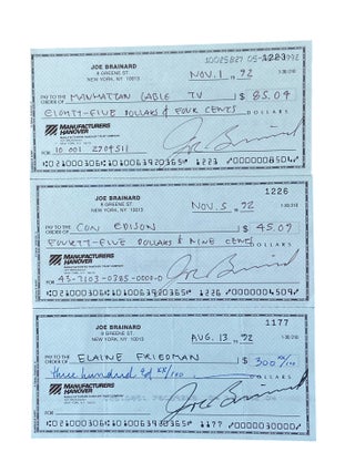 Item #1171 3 SIGNED Joe Brainard Checks