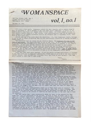 Item #1188 Womanspace Vol. 1, No. 1; October 15, 1976