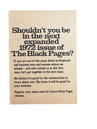 The Black Pages: Business and Professional Directory; 1971-1972 Edition
