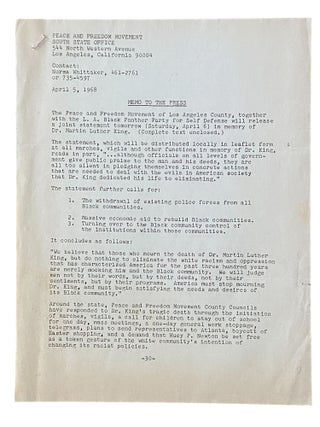 Item #1248 Press Release from the Peace and Freedom Movement of Los Angeles and the LA Black...