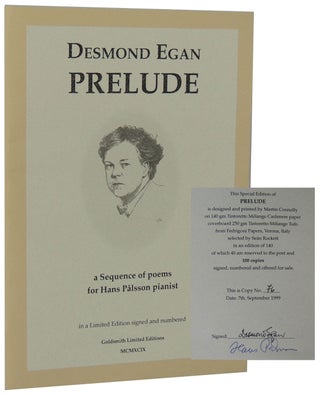 Item #16 Prelude: A Sequence of Poems for Hans Pålsson Pianist. Desmond Egan
