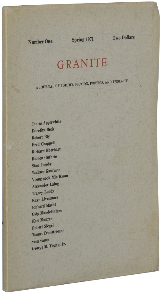 Item #187 Granite: A Journal of Poetry, Fiction, Poetics, and Thought. Number One. Spring 1971. George M. ed Young Jr.