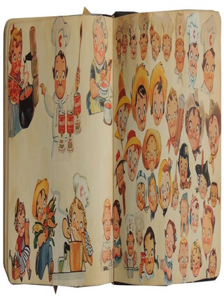 Item #243 Autograph Book with 80 pp. of magazine and newspaper images of Campbell Soup Kids c....