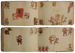 Autograph Book with 80 pp. of magazine and newspaper images of Campbell Soup Kids c. 1950s/1960s.