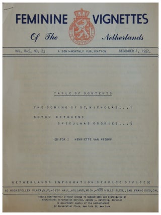 Item #283 Feminine Vignettes of the Netherlands. Vol. B-5, No. 23. December 1, 1952. A...