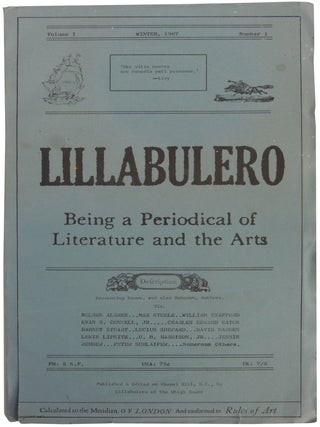Item #330 Lillabulero: Being a Periodical of Literature and the Arts. Volume I, Number 1. Ed....