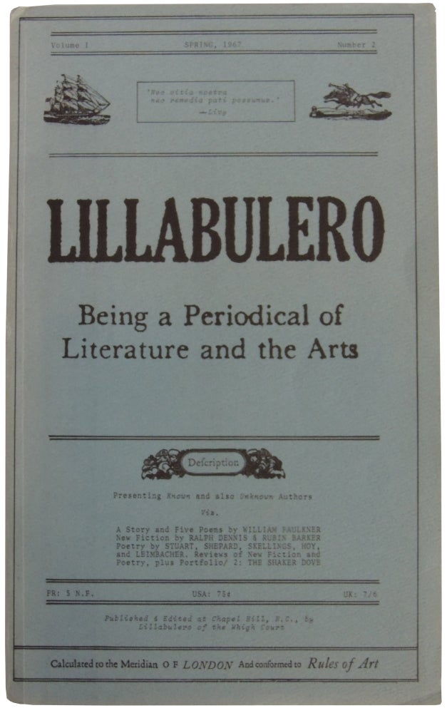 Item #331 Lillabulero: Being a Periodical of Literature and the Arts. Volume I, Number 2. Spring, 1967. Ed. Russell Banks.