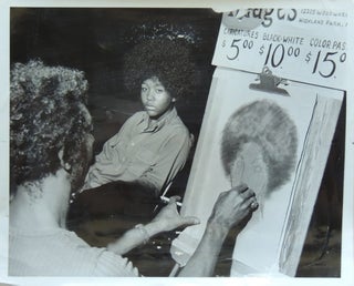 Item #422 July 23-24, 1972 Press Photograph of a teenage African-American girl sitting for an...