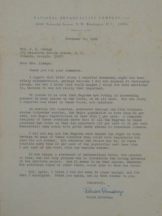 Item #430 TLS by American newscaster David Brinkley
