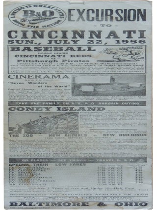 Item #453 B&O Railroad Broadside for Sunday, July 22, 1956—Excursion to Cincinnati