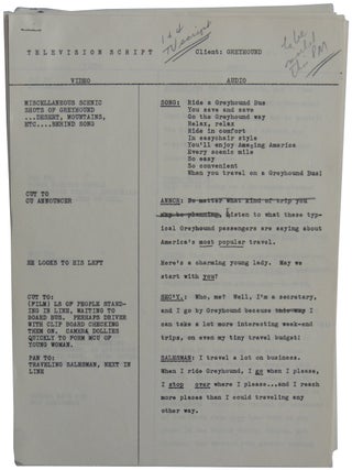 1952-1953 Television Scripts for Greyhound
