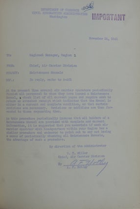 Department of Commerce/Bureau of Air Commerce/Civil Aeronautics Administration—Facilities Inspections: Sabotage-Prevention-Crash Procedure