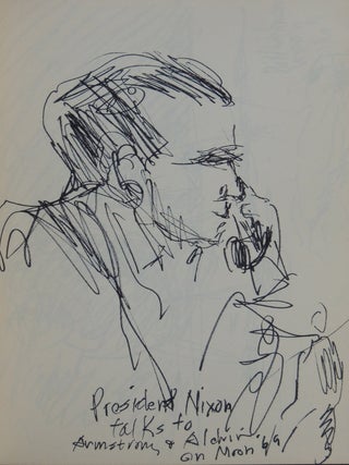 Sketch Book of NASA Employee from 1950s & 1960s with 15 pages of drawings depicting the Lunar Landing