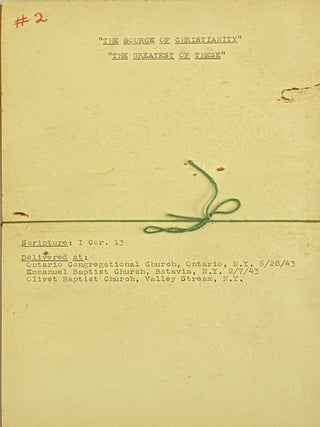 Approximately 56 complete sermons delivered between 1940-1944 by Rev. Loyde O. Aukerman mostly at his parish at Olivet Baptist Church in Valley Stream, NY