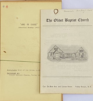 Approximately 56 complete sermons delivered between 1940-1944 by Rev. Loyde O. Aukerman mostly at his parish at Olivet Baptist Church in Valley Stream, NY