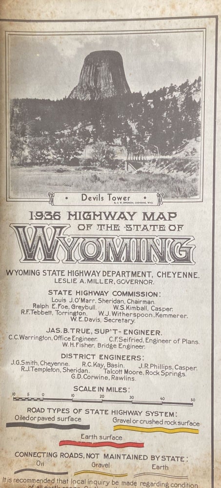 Item #551 1936 Highway Map of the State of Wyoming