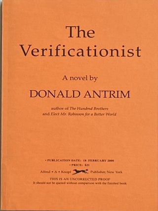 Item #570 The Verificationist. Donald Antrim