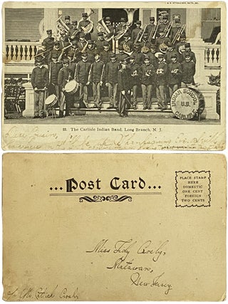 Item #573 Real Photo Postcard of The Carlisle Indian Band. Long Branch, N.J