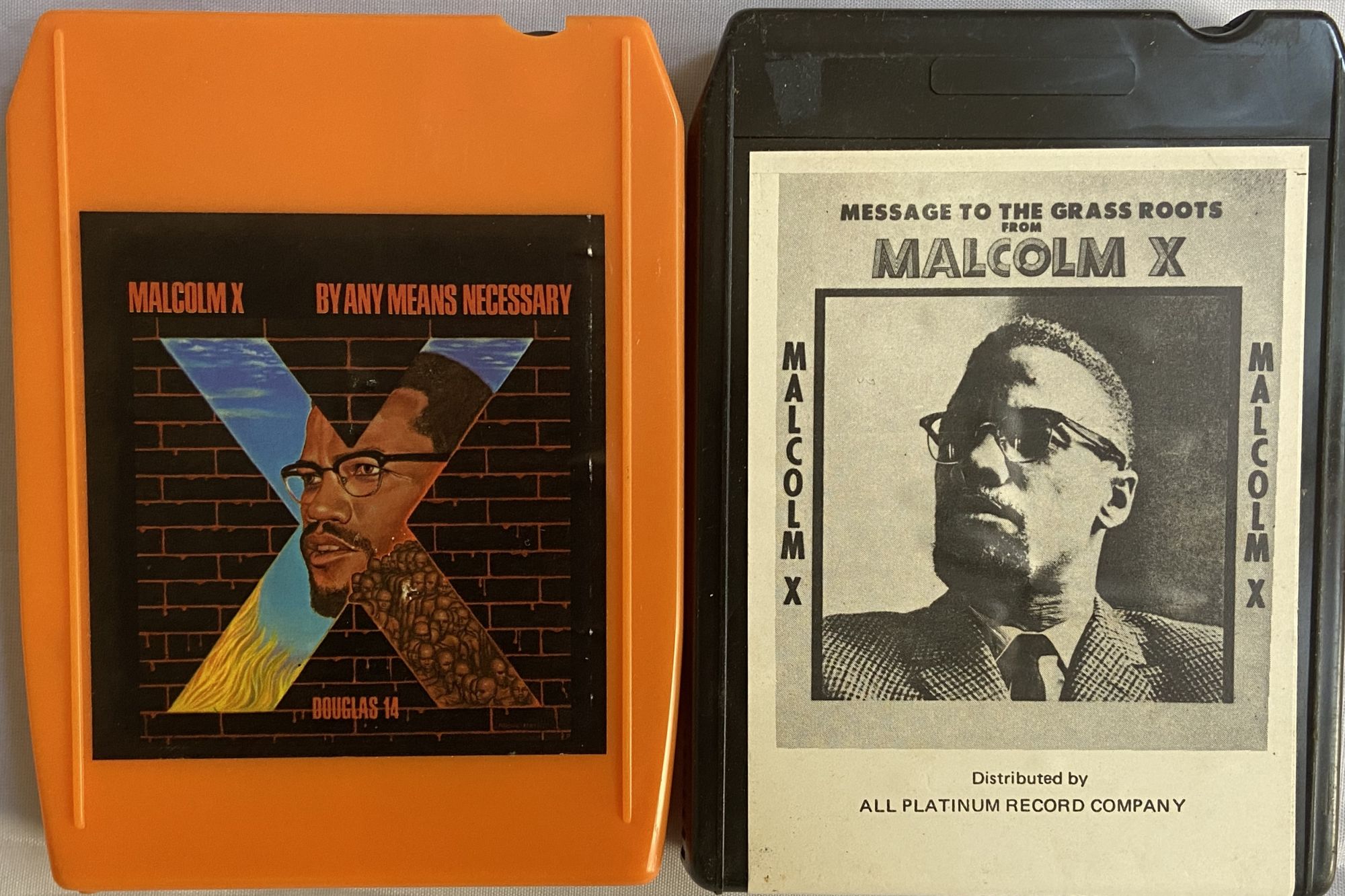 Two 8-Track Cartridges of Malcolm X. on Crow Hop Rare Books