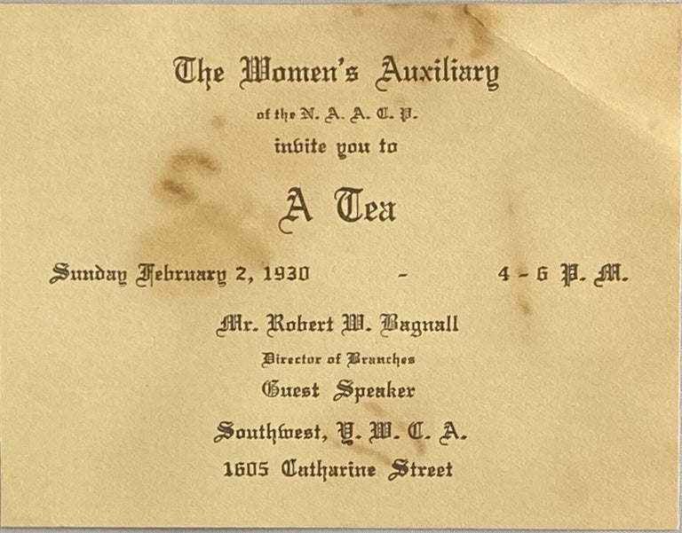 Item #669 Mailing Envelope and Invitation for The Women’s Auxiliary of the NAACP Tea in Philadelphia