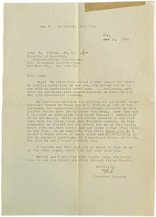 Theodore Sturgeon TLS and INSCRIBED Venus plus X