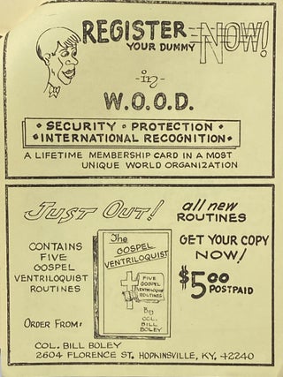 The New Vent-O-Gram. International Ventriloquists’ Association; 8 Issues, 1970-1971