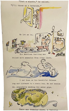 “A Message to Sedric” Vernacular Art Scroll—Typescript Story with Ink and Watercolor Illustrations