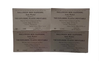 5 Rare Original Tickets for Halloween Mod Happening. Andy Warhol Presents The Exploding Plastic Inevitable with the Velvet Underground and Nico. Leicester, Massachusetts. Sunday October 30th [1966] at 3pm